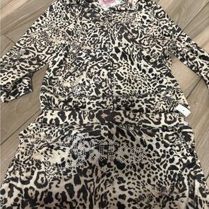 NWOT JUICY COUTURE Velour OG Bling Tracksuit Hoodie & Pant Set Animal Print